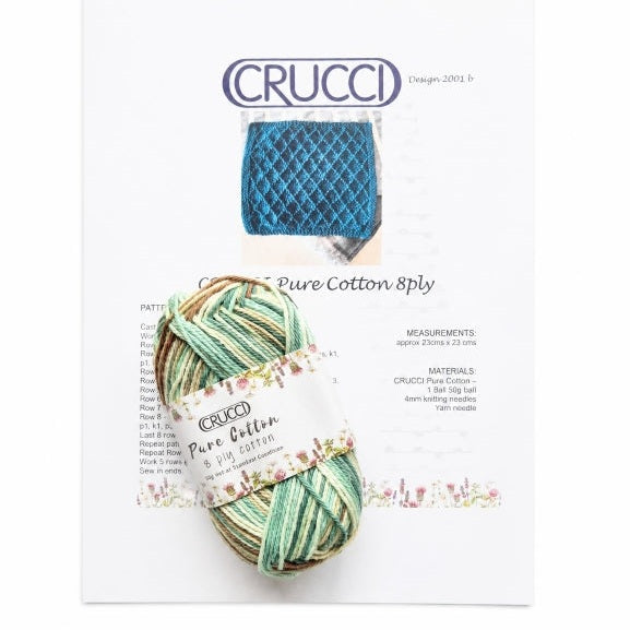 Crucci Pure Cotton 8 ply + Free Diamond Dishcloth Pattern kit