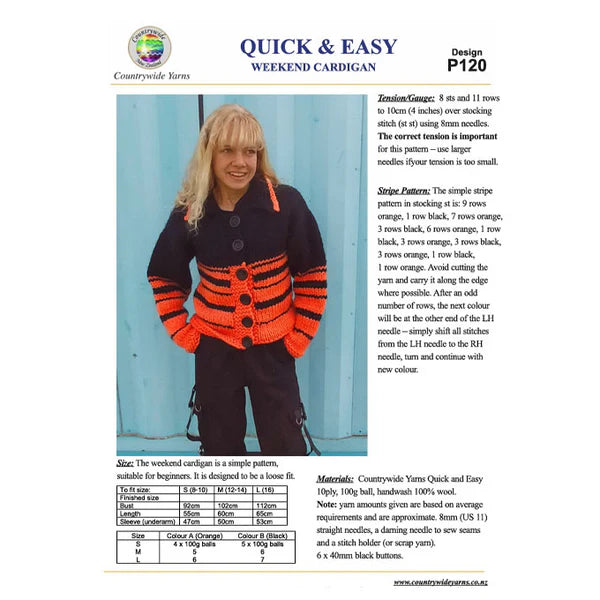 Countrywide Yarns Quick N Easy Weekend Cardigan
