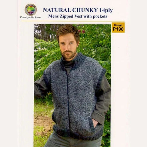 Countrywide Yarns Naturals Men's Zipped Vest with Pockets