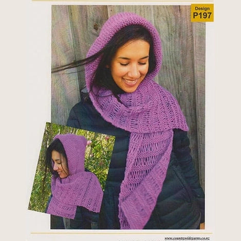 Countrywide Yarns Aran Knit Farah's Hooded Scarf