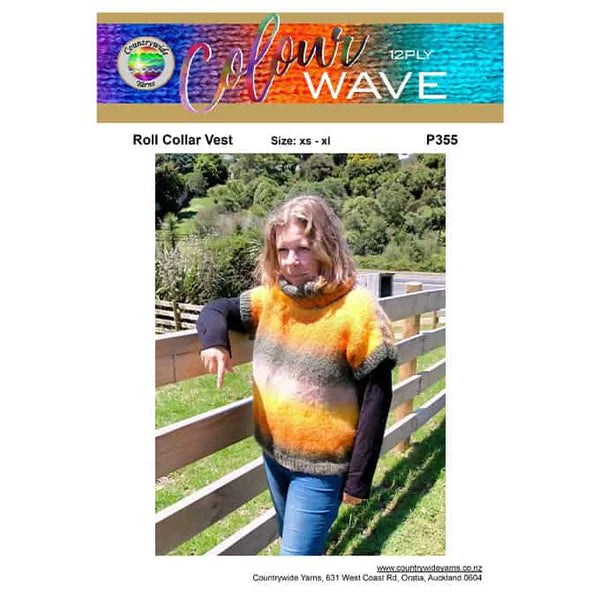 Countrywide Yarns Colourwave Ladies Roll Collar Vest