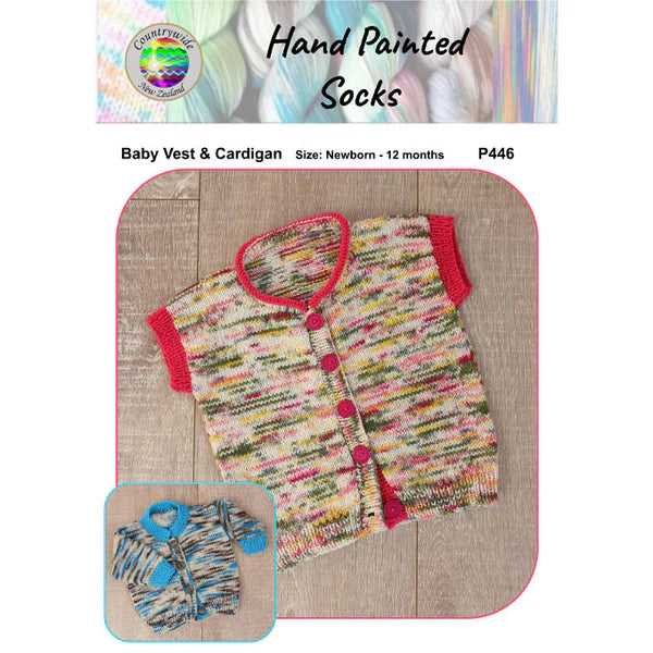 Countrywide Yarns Hand Painted Sock & Poppets Baby Vest/ Cardigan