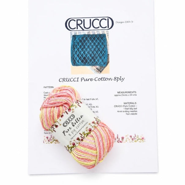 Crucci Pure Cotton 8 ply + Free Diamond Dishcloth Pattern kit