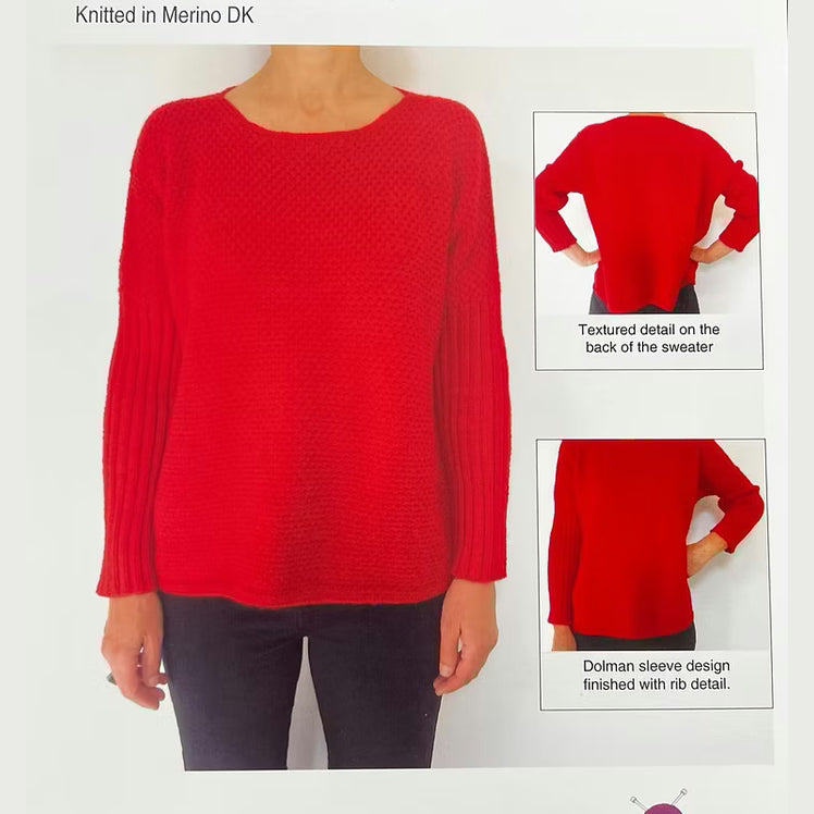 Broadway Yarns Adults Dolman Textured Sweater