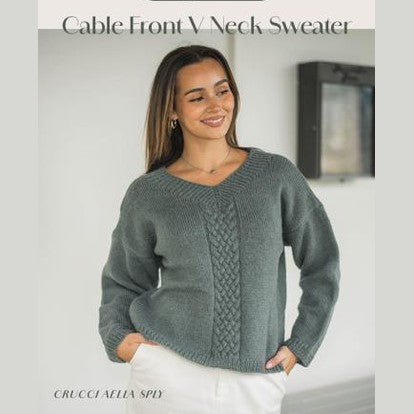 Crucci Cable Front V Neck Sweater