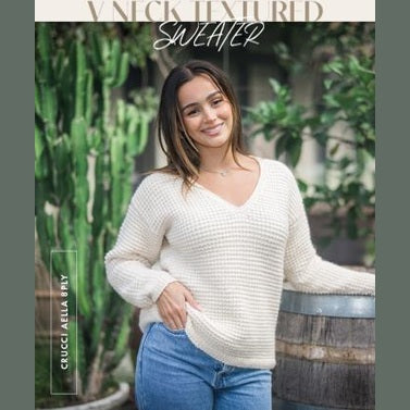 Crucci V Neck Textured Sweater