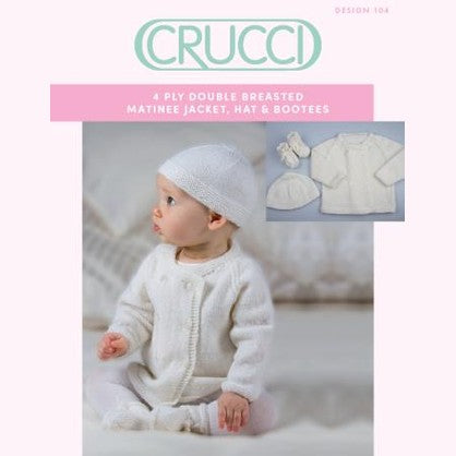 Crucci Double Breasted Matinee Jacket, Hat & Bootees