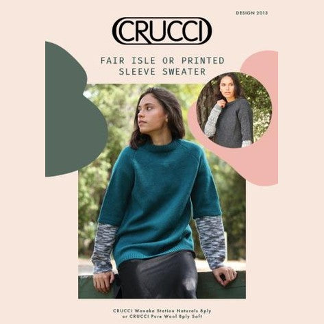 Crucci Women's Fair Isle or Printed Sleeve Sweater