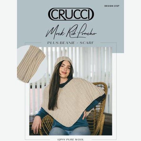 Crucci Women's Mock Rib Poncho Plus Beanie + Scarf