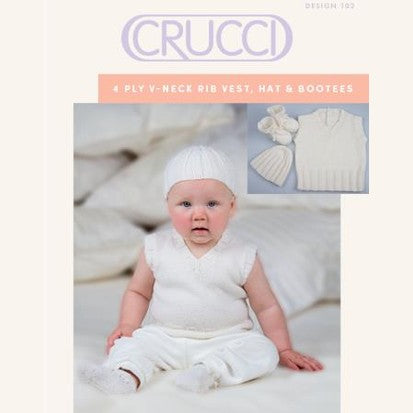 Crucci V-Neck Rib Vest, Hat & Bootees